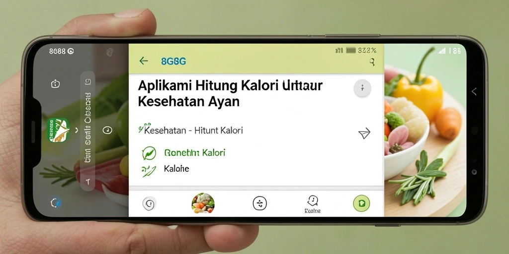 Tampilan antarmuka pengguna aplikasi Hitung Kalori 8G8G.