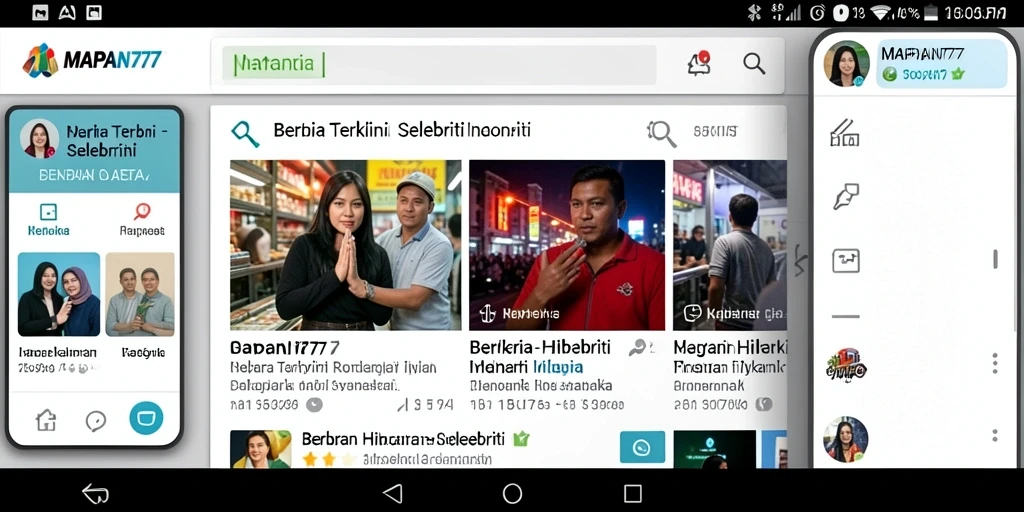Antarmuka menarik dari aplikasi MAPAN777 untuk berita selebriti.