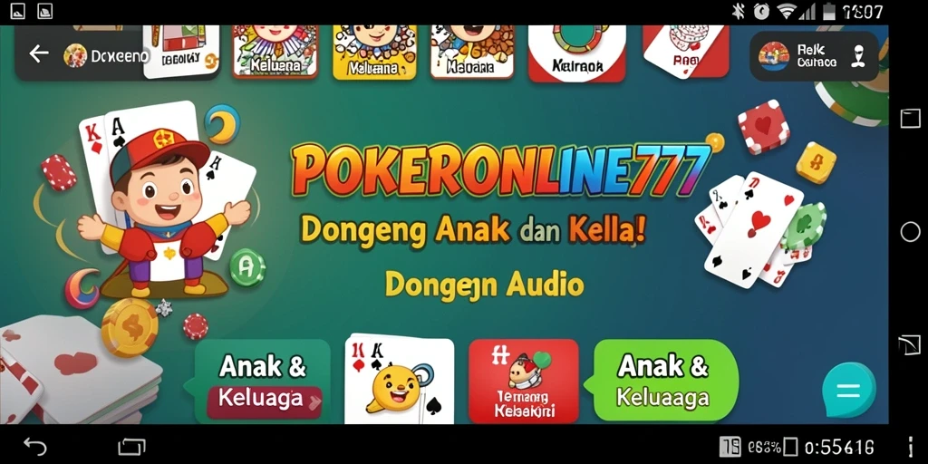 Antarmuka POKERONLINE77 yang ramah pengguna dengan koleksi dongeng audio.