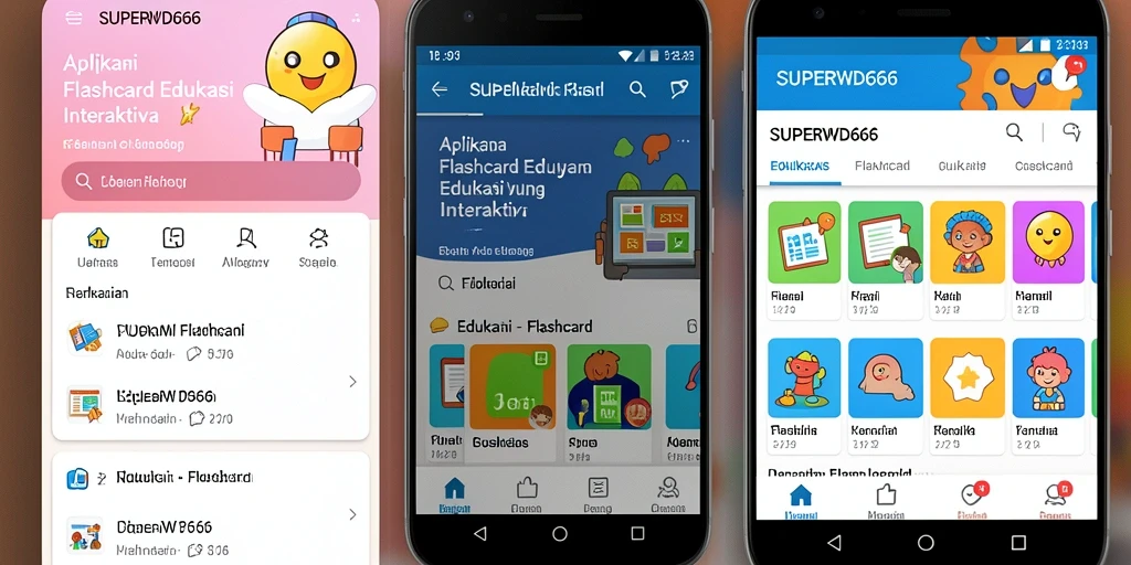 Tampilan utama aplikasi SUPERWD666 dengan berbagai fungsi Flashcard.