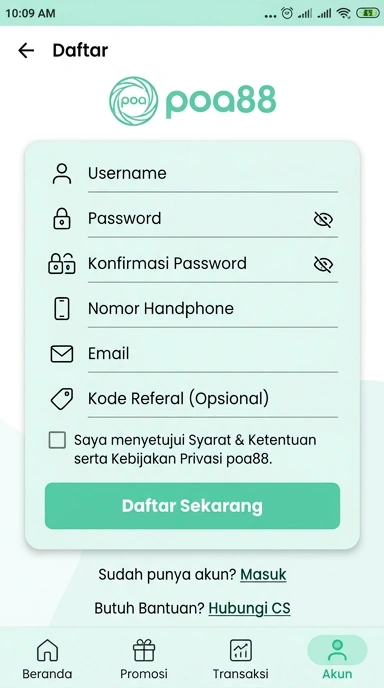 Cara Mudah Registrasi Akun di poa88